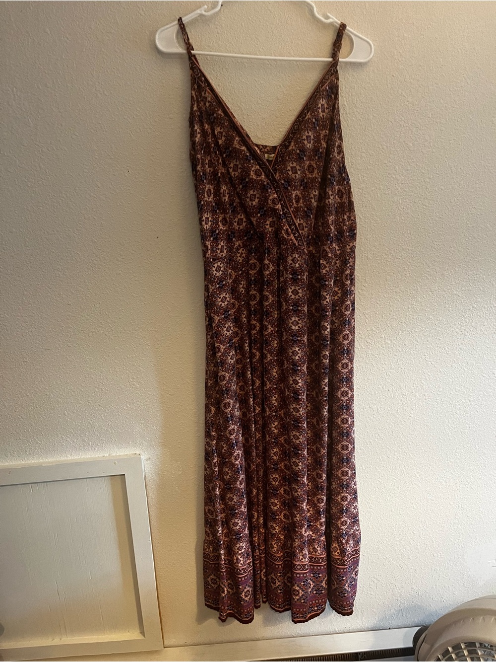 Maurices Brown Floral Wrap-Style Maxi Dress L